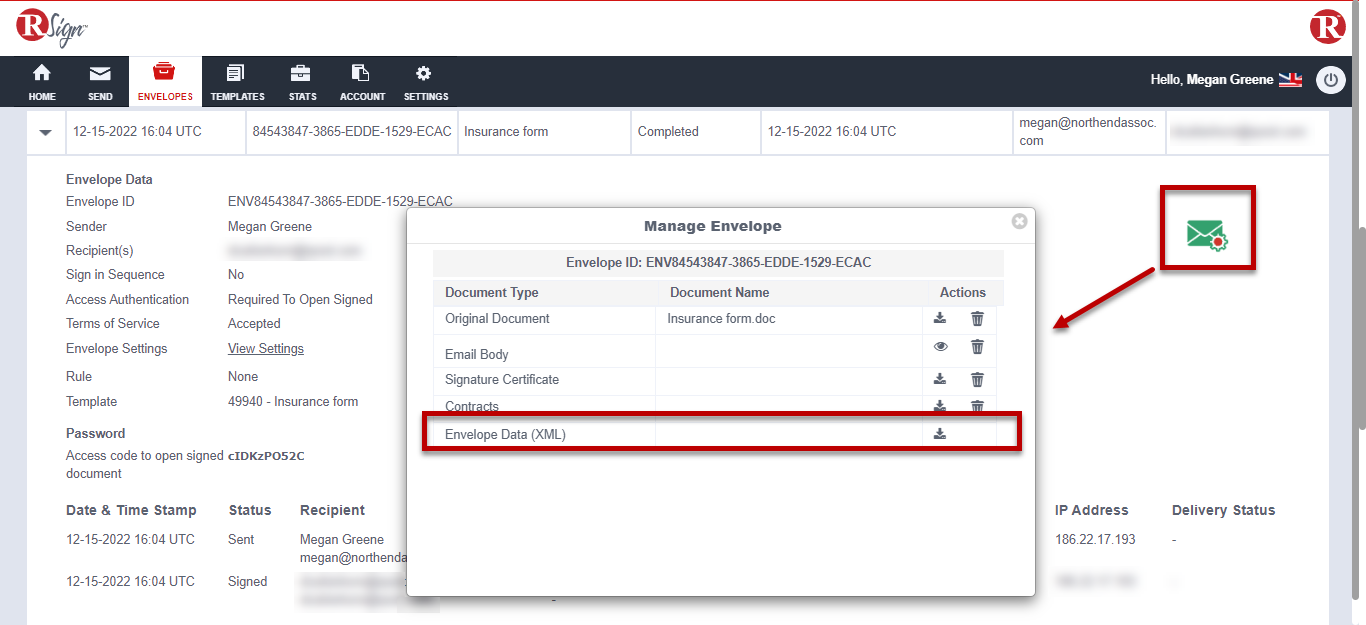 Include Envelope XML Data File in the Envelopes Tab Help Center